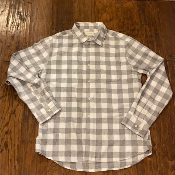 7 Diamonds Soft Flannel Shirt gray white button